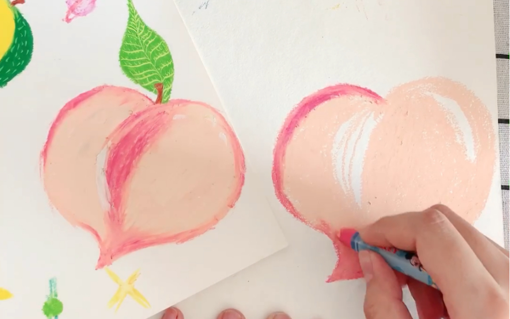 蜡笔画水果 水蜜桃篇