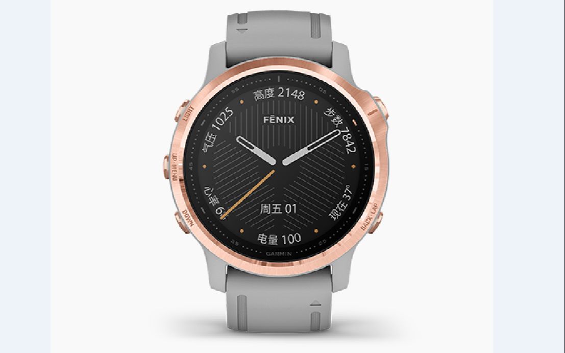 garmin fenix6s 玫瑰金表圈 & 灰色硅胶表带(蓝宝石镜面)_哔哩哔哩