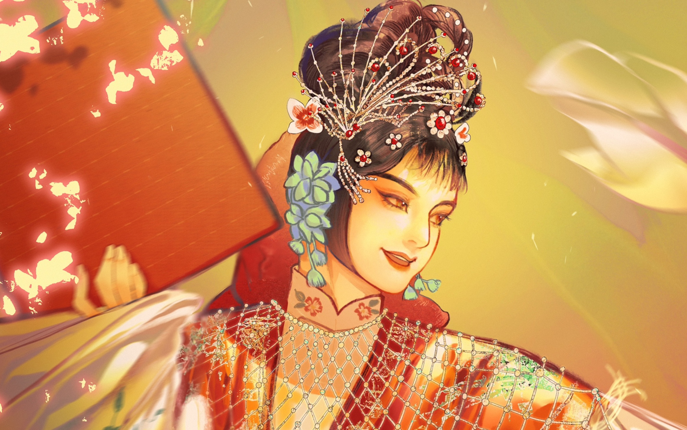 【绘画过程】鬓边不是海棠红/商细蕊 商老板给座儿们唱个剧里没有的