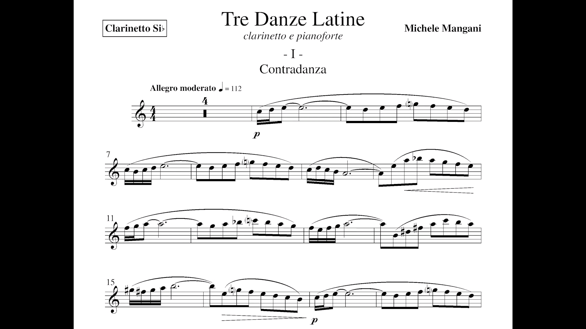 [图]【单簧管】M.MANGANI -TRE DANZE LATINE - 《Contradanza》Corrado Giuffredi, clarinet