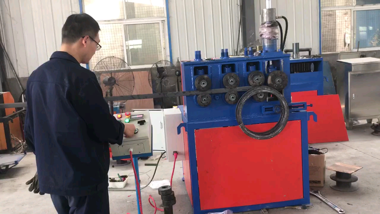 扁钢卷圆盘圈机 法兰圈成型机 可加切断扁铁卷圆机