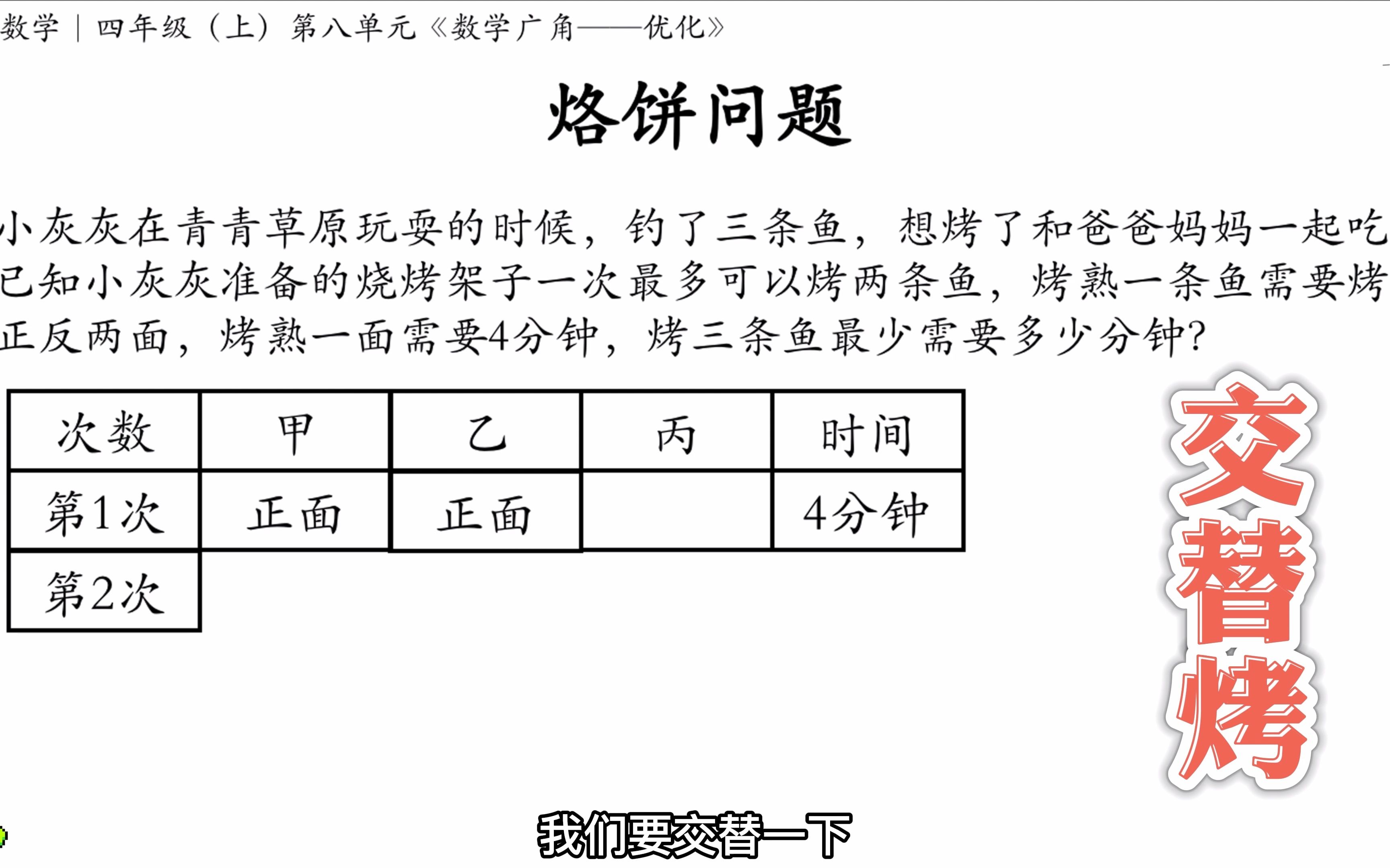 [图]烙饼问题（二）｜四年级（上）第八单元：数学广角——优化