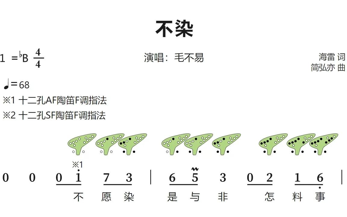 《不染》12孔陶笛動態譜