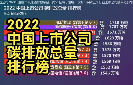 2022 中国上市公司 碳排放总量 排行榜, 电力、水泥、钢铁是三大主要行业哔哩哔哩bilibili