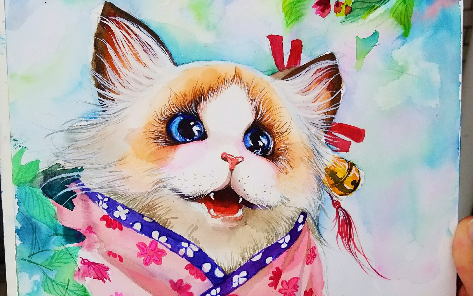 【水彩】布偶猫 手绘猫咪_哔哩哔哩 (゜-゜)つロ 干杯~-bilibili