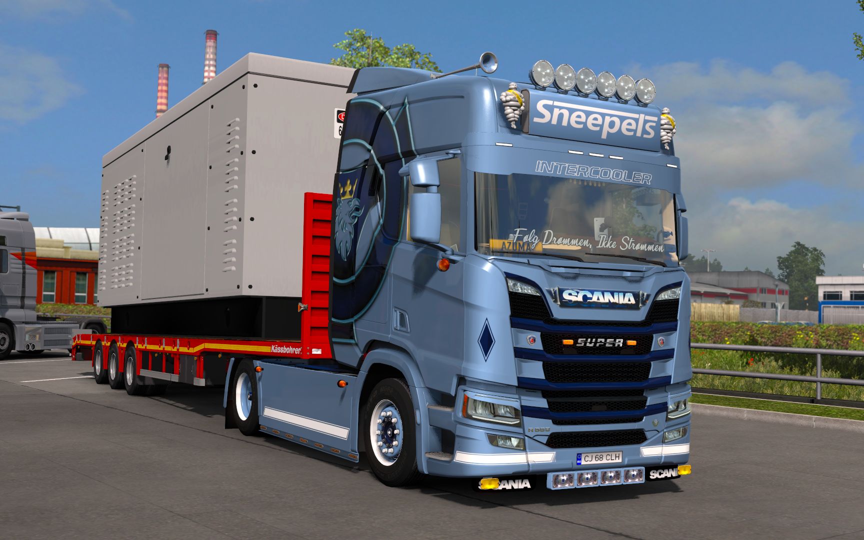 【欧洲卡车模拟2】#新货柜尝鲜,欧式三轴小平板