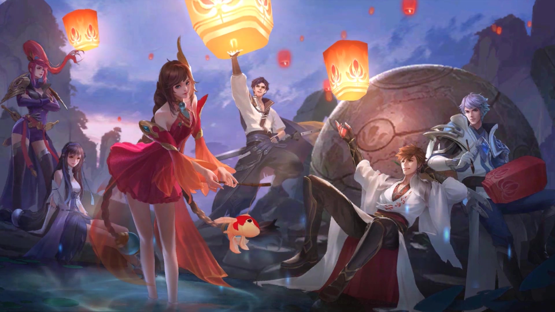 王者荣耀四周年庆千灯会登录界面动画