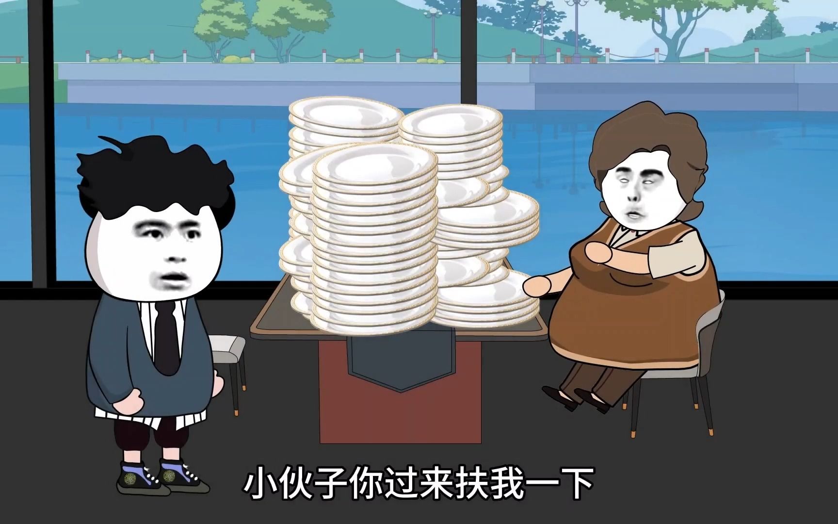大妈盗窃食材被发现，只能进去踩缝纫机了