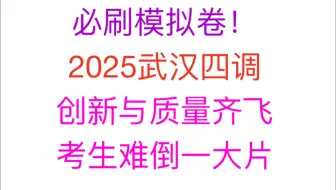 2025武汉四调全卷逐题视频精讲（已更完）