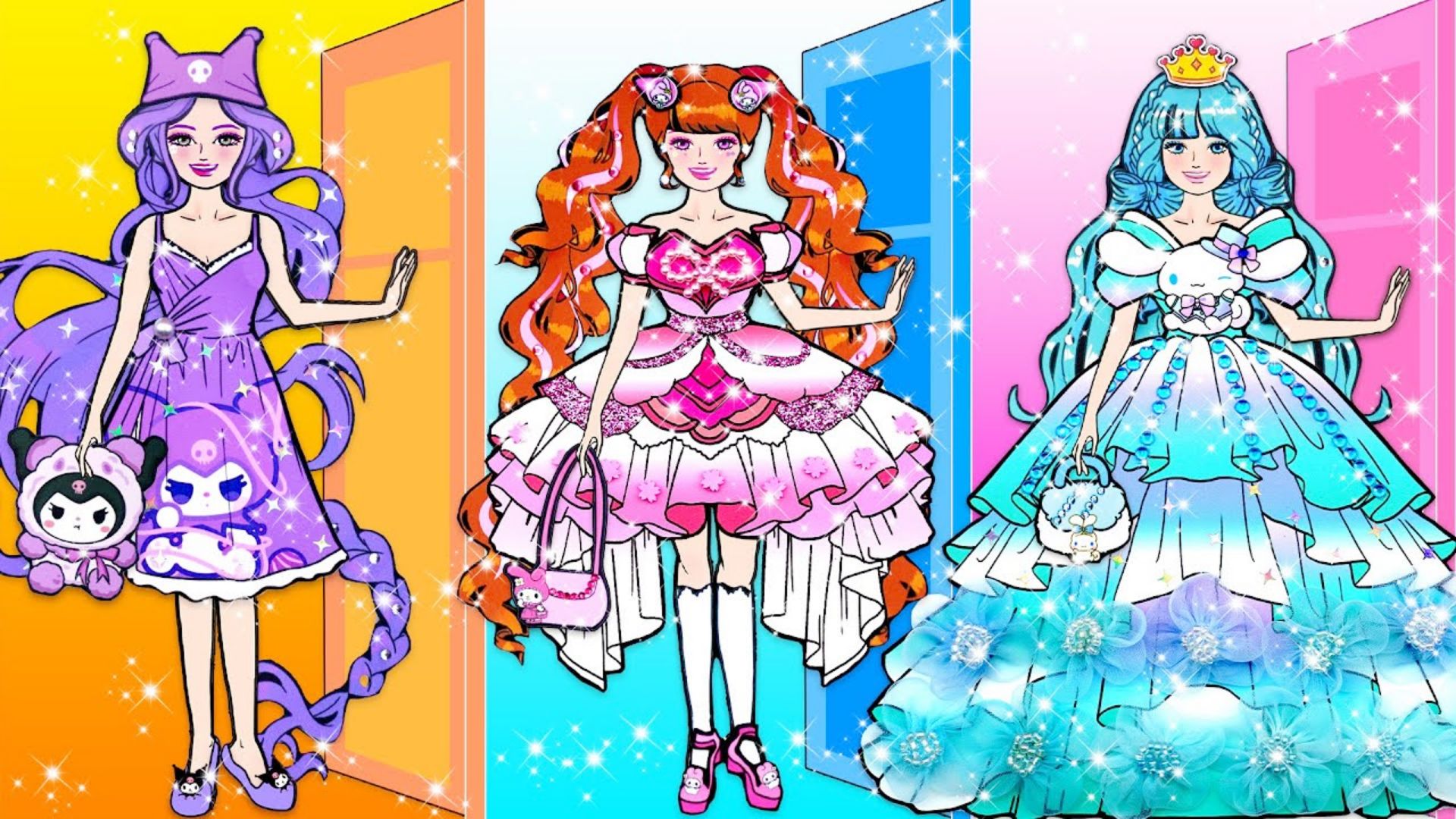 剪纸动画:diy三种卡通形象的公主裙,你最喜欢哪一件呢?