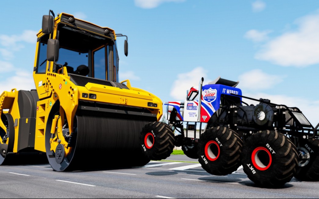 巨型压路机碾压汽车#4- beamng drive