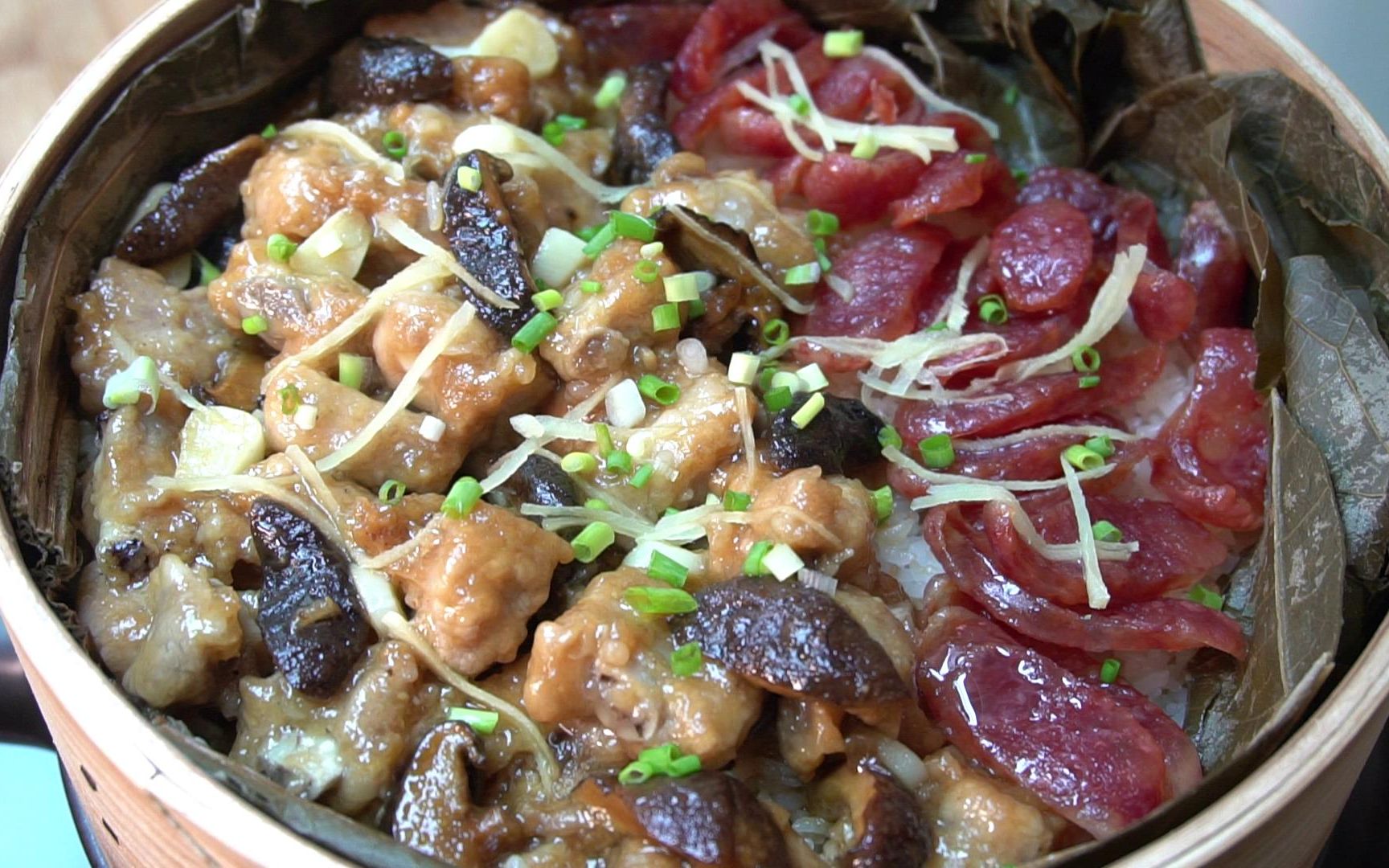 广式荷叶笼仔蒸饭!超详细的做法,滑嫩鲜美,学会都可以开店了