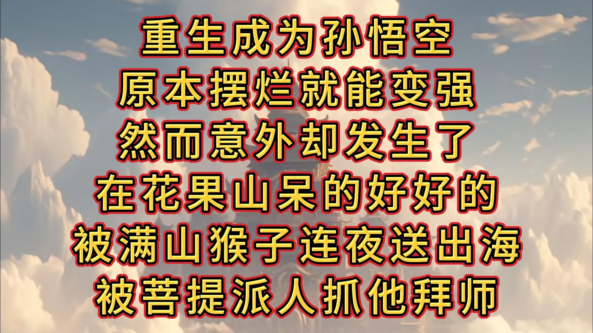 [图]重生孙悟空，重生成为孙悟空，原本摆烂就能变强。 然而……意外却发生了！ 在花果山呆的好好的，被满山猴子连夜送出海。 孙悟空：？ 假装找不到斜月三星洞，结果菩提派