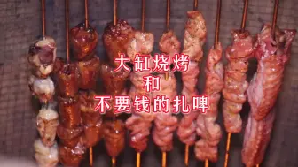 Descargar video: 安阳也有大缸烤肉了，搭配上不要钱的扎啤，那叫一个美！