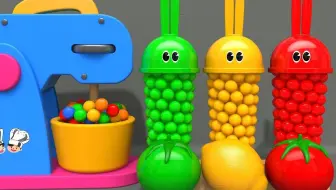 早教启蒙：彩色的小兔子装载彩色的小球，认识颜色 益智早教动画片