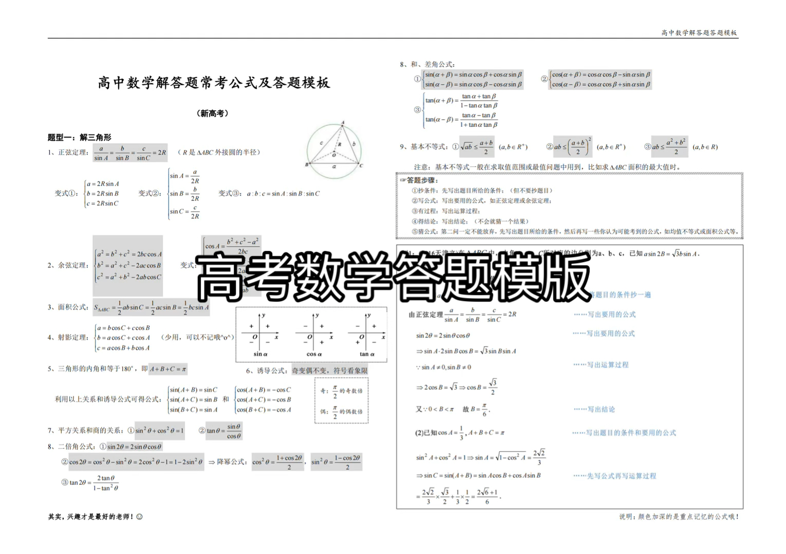 最后拯救你最少二十分的高考数学答题模版.内容非常全面的高考数学答题模版,规范答题,数学成绩再提高个二十分.强烈要求,高考当天规范答题,㊗️...