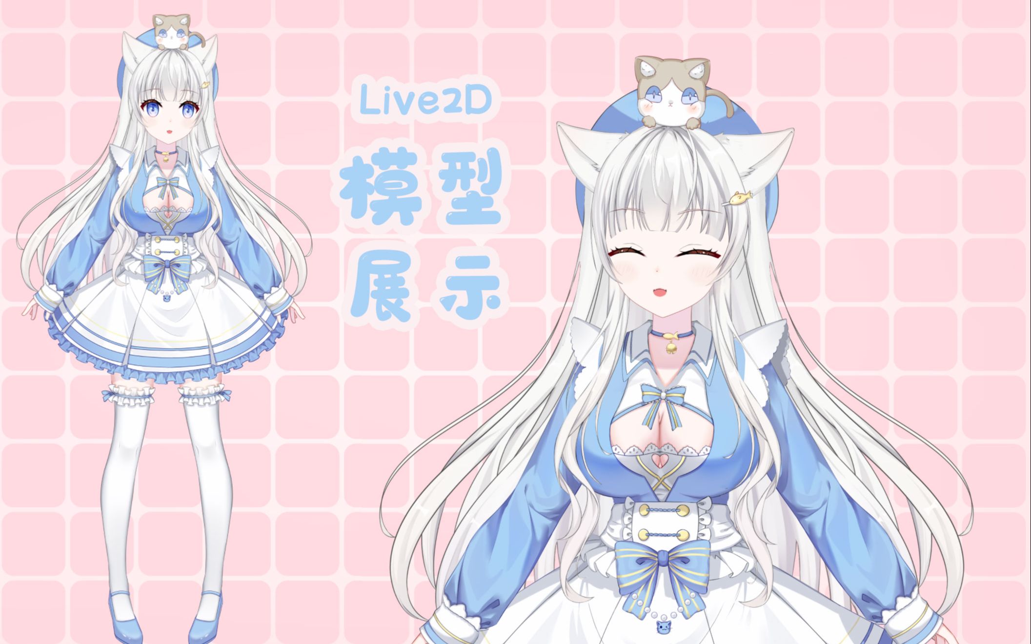 【live2d模型展示】拥有78白丝 78白发78大熊的猫耳娘能戳中你