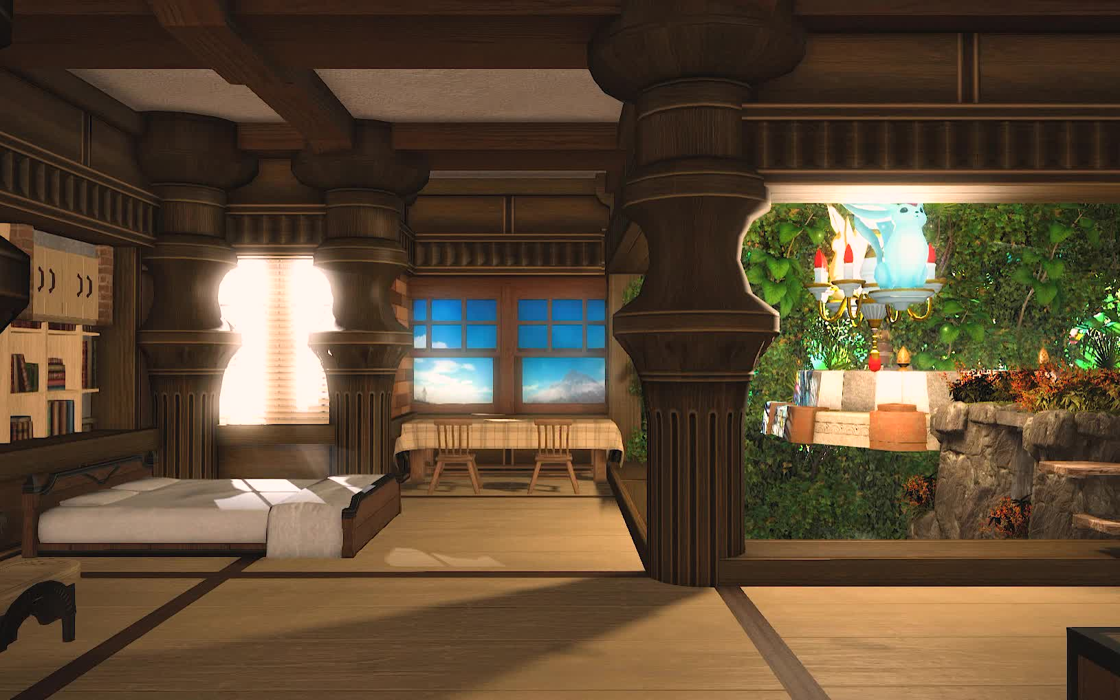 【ff14装修展示】s房-森系-木质-花园-温泉-[温泉木屋]