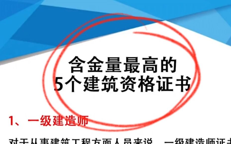 含金量最高的5个建筑资格证书,看看你有几个?哔哩哔哩bilibili