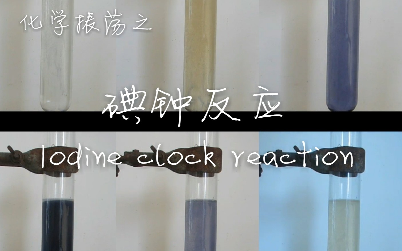 化学实验变色无色与蓝色的反复循环碘钟反应