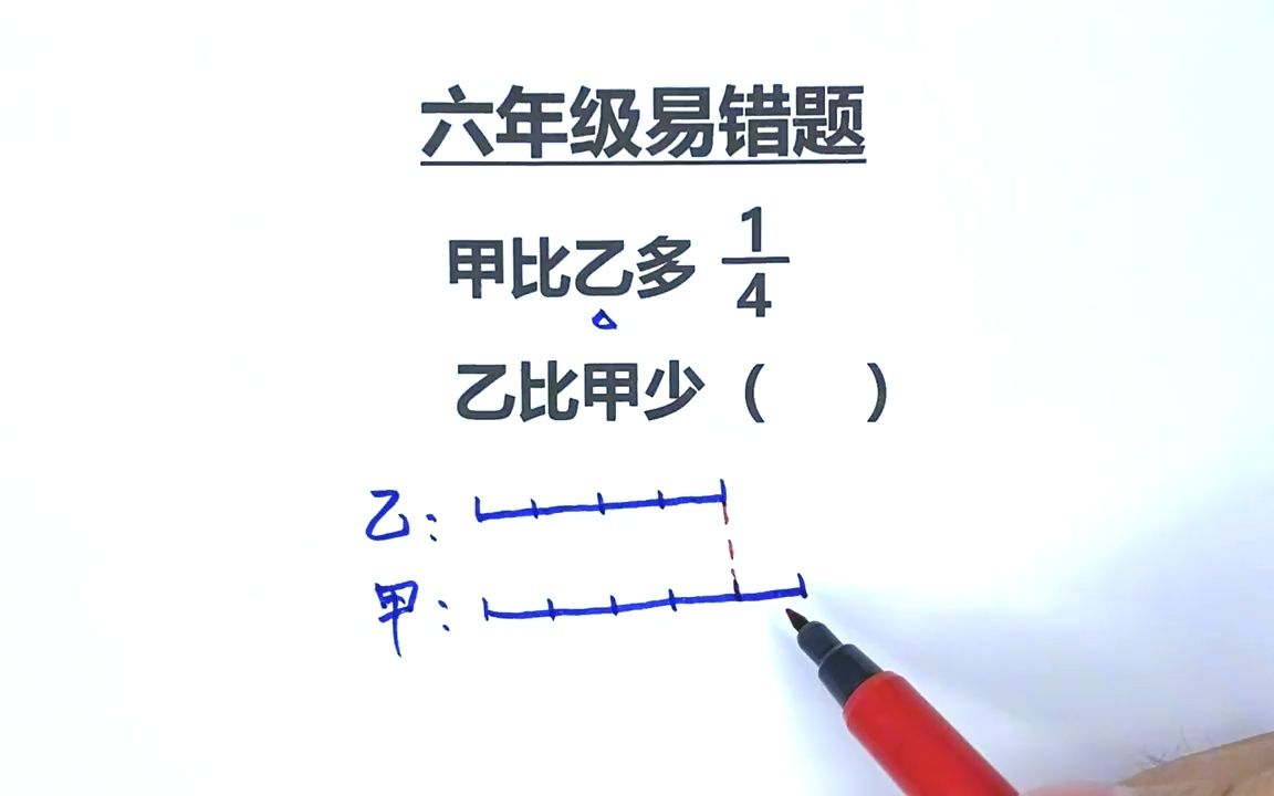 六年级:一道题讲明白此类题型,甲比乙多14,乙比甲少几分之几哔哩哔哩bilibili