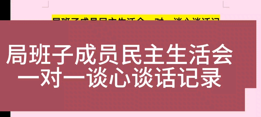 局班子成员民主生活会一对一谈心谈话记录哔哩哔哩bilibili