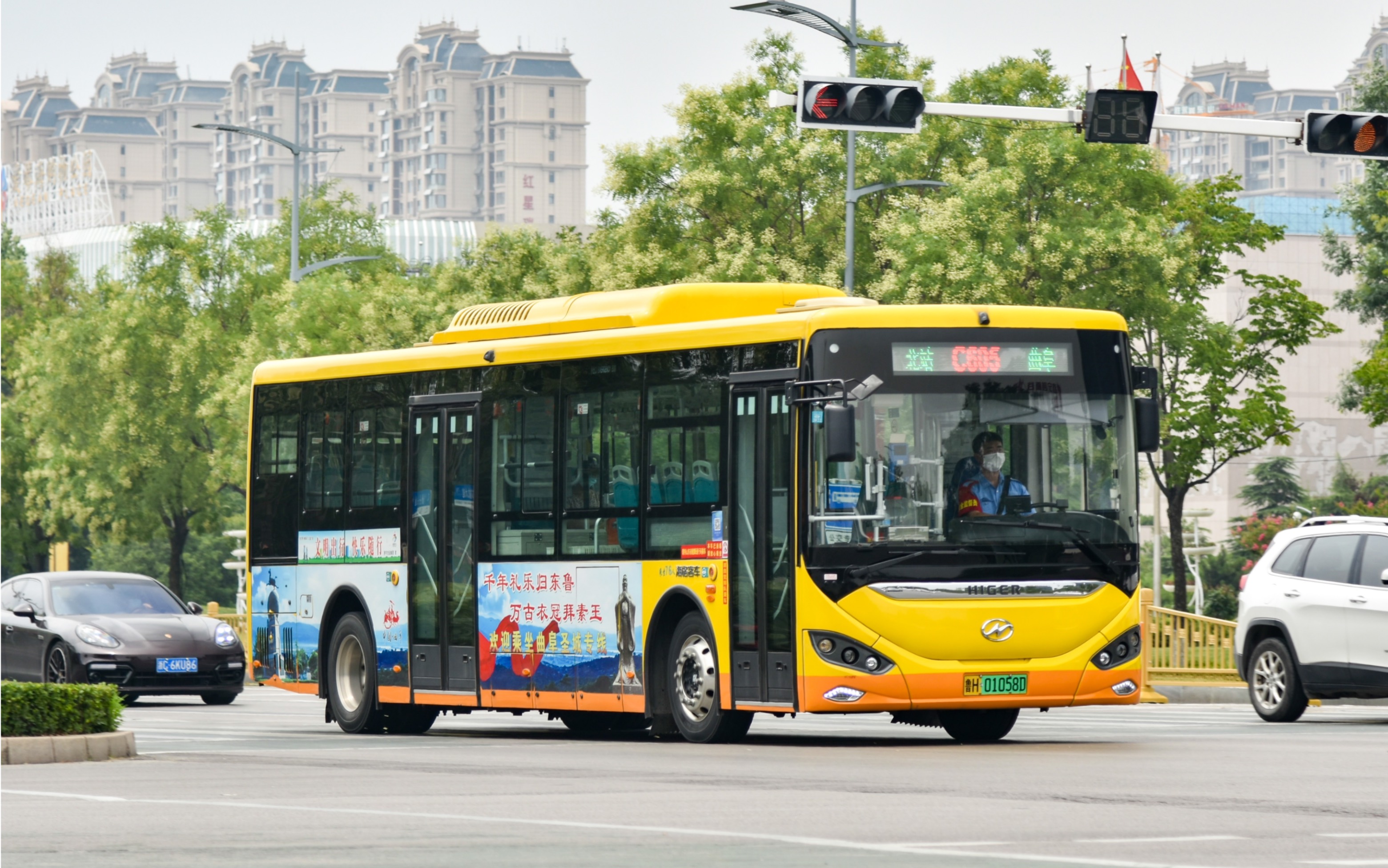 济宁城际公交c605路海格蔚蓝纯电运行片段(鲁h02227d)