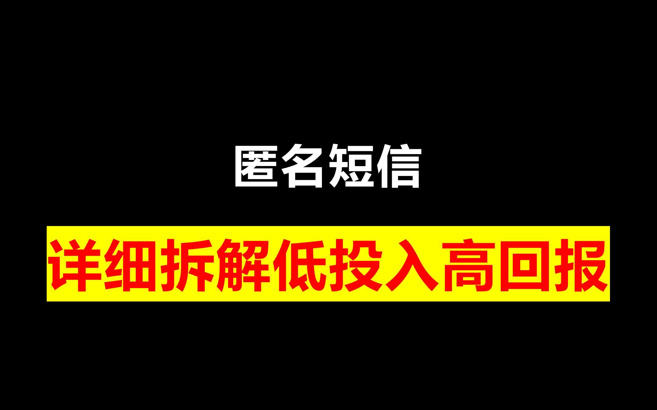 匿名短信详细拆解低投入高回报哔哩哔哩bilibili