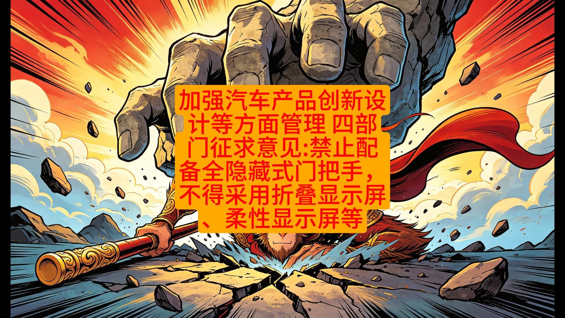 加强汽车产品创新设计等方面管理 四部门征求意见禁止配备全隐藏式门把手，不得采用折叠显示屏、柔性显示