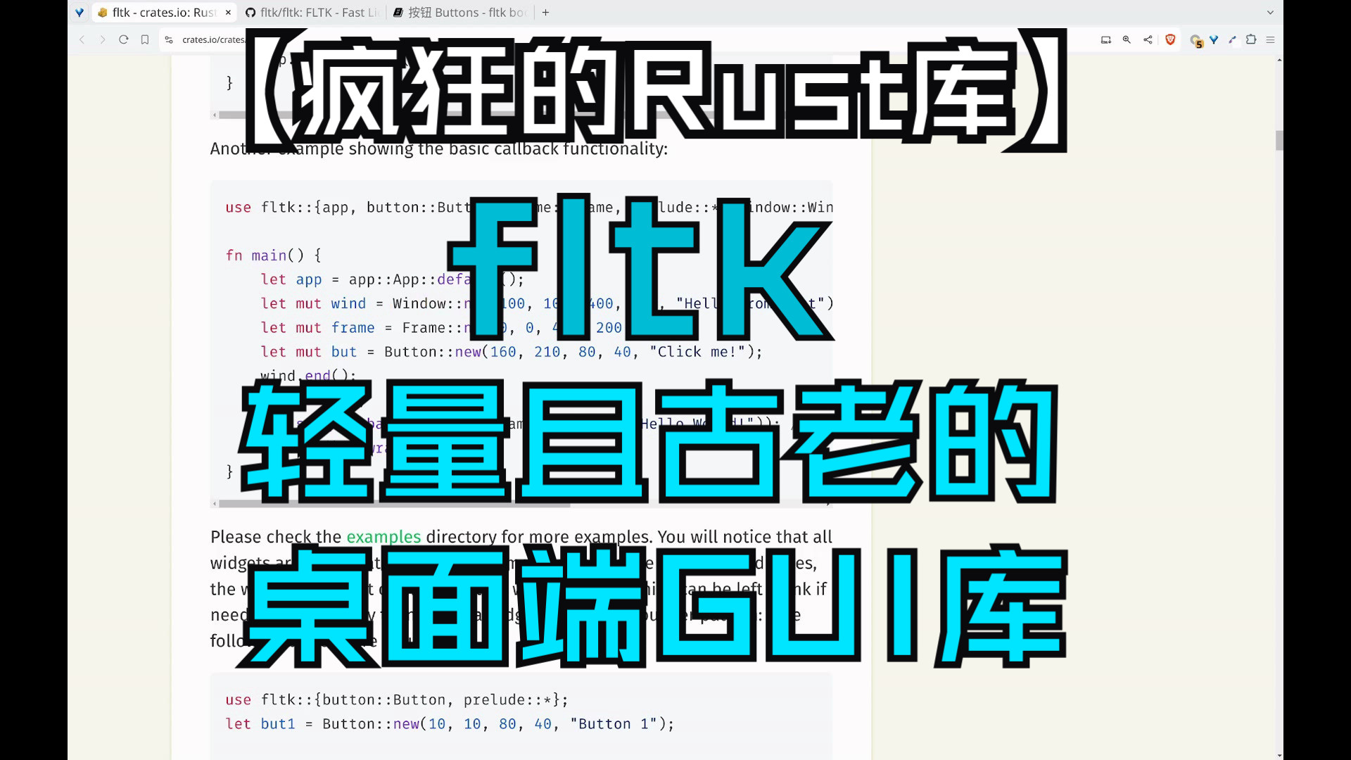 【疯狂的Rust库】fltk 轻量且古老的桌面端GUI库哔哩哔哩bilibili