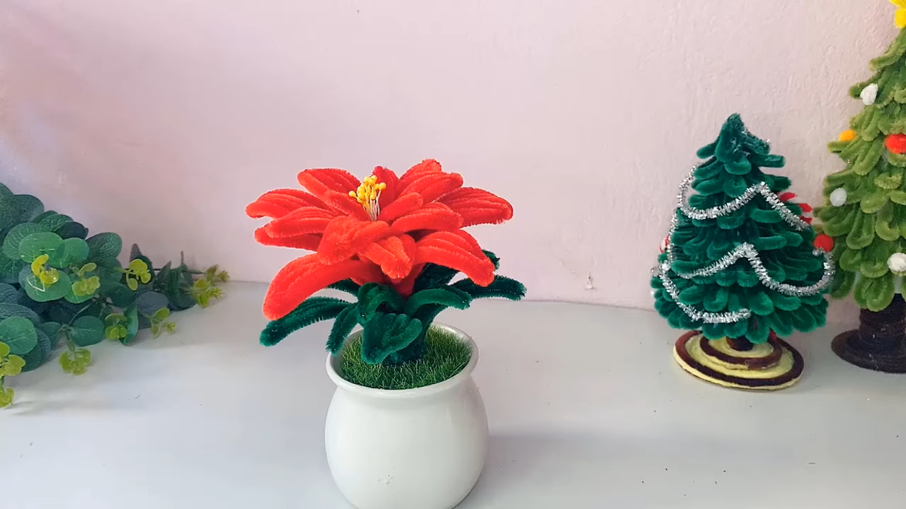 【diy simple crafts】圣诞红扭扭棒花制作教程diy beautiful flowers