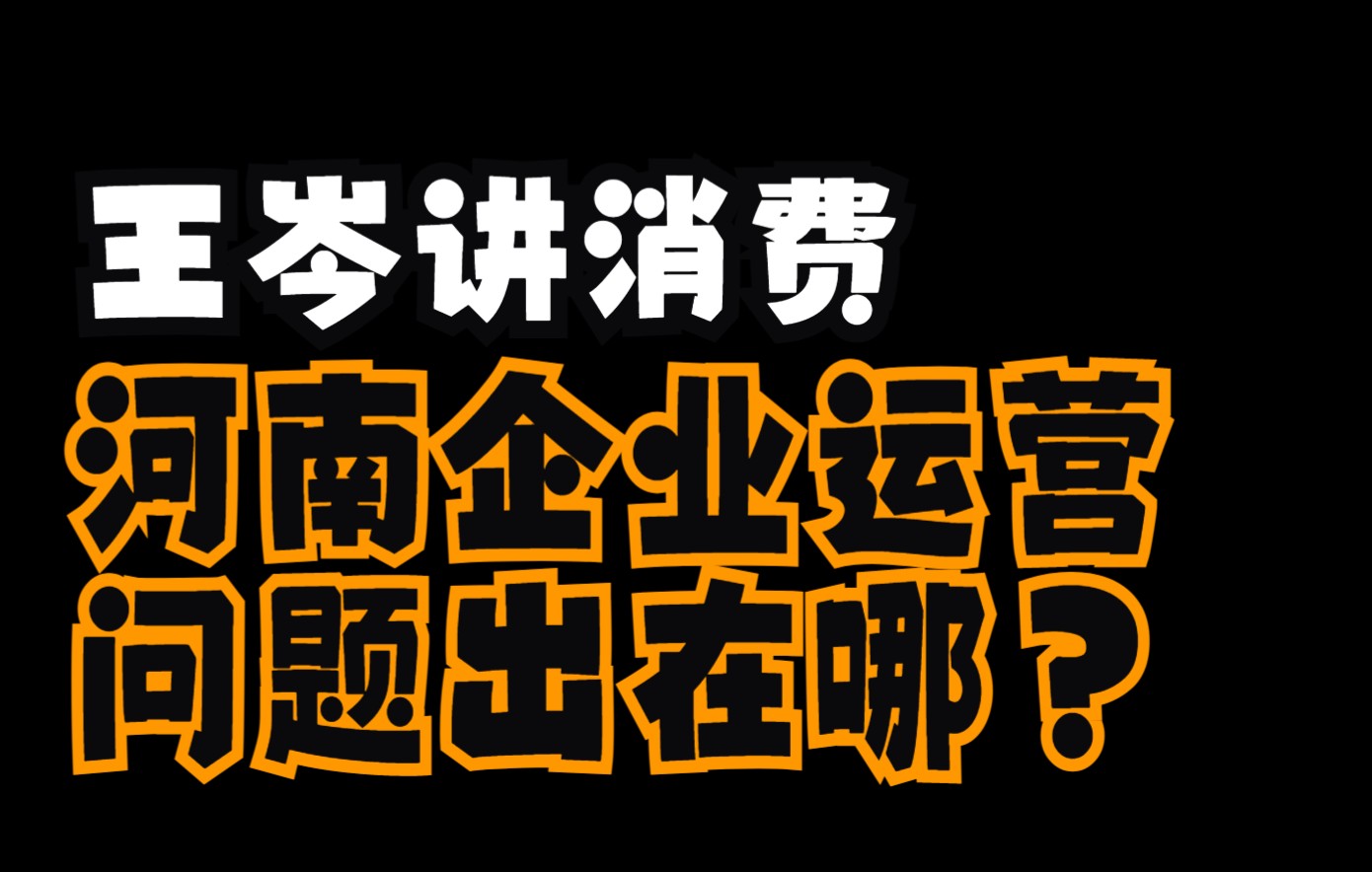 【王岑讲消费】河南企业运营,问题出在哪?哔哩哔哩bilibili