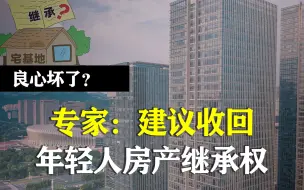 良心坏了？专家：建议收回年轻人房屋继承权，有了房就不努力了