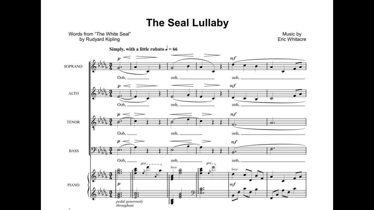 [图]【混声合唱】The Seal Lullaby（海豹摇篮曲）