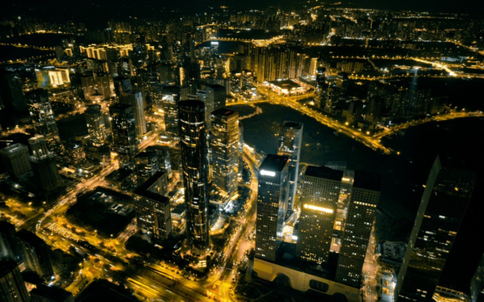 【航拍】黑金色的南宁五象新区夜景