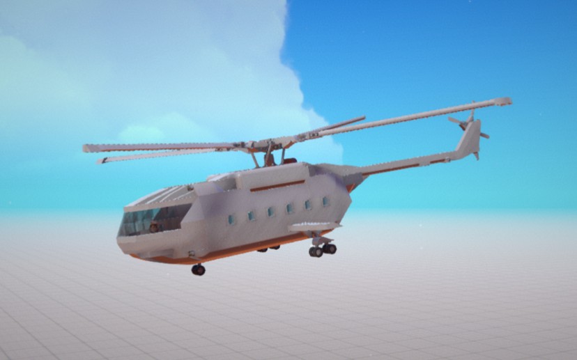 我在trailmakers里造的一架机械斜盘4叶桨 两栖运输直升机