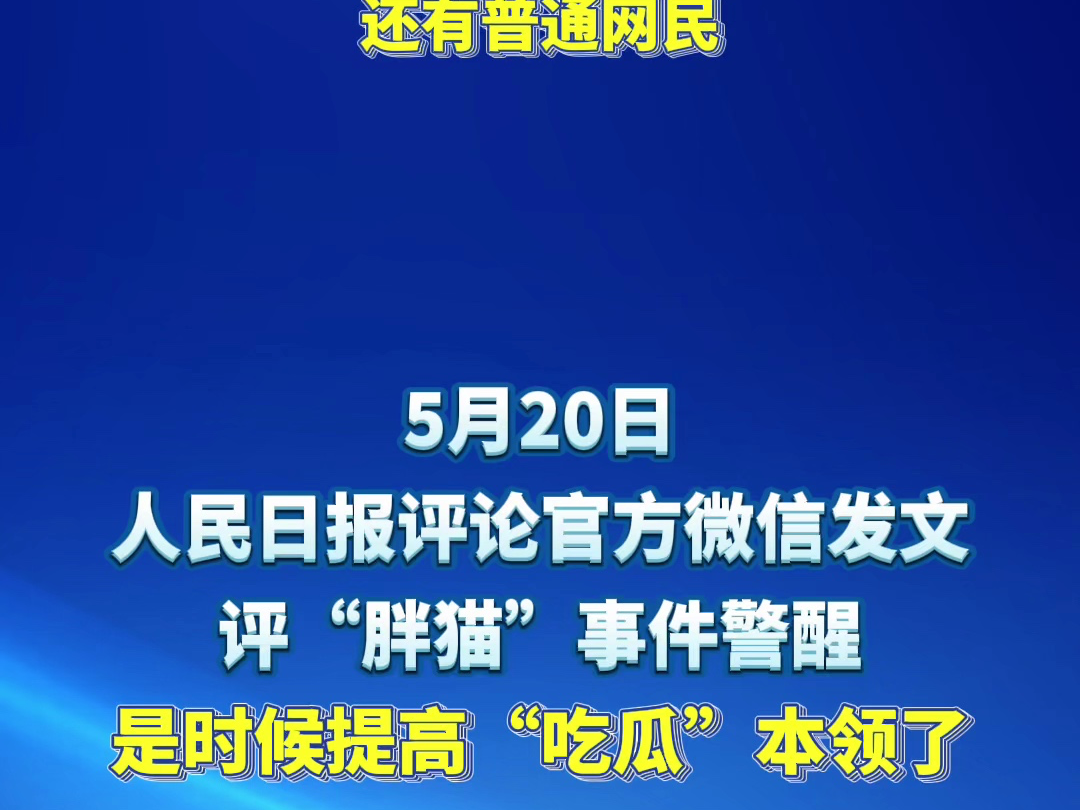 人民日报评:“胖猫”事件警醒,是时候提高“吃瓜”本领了哔哩哔哩bilibili