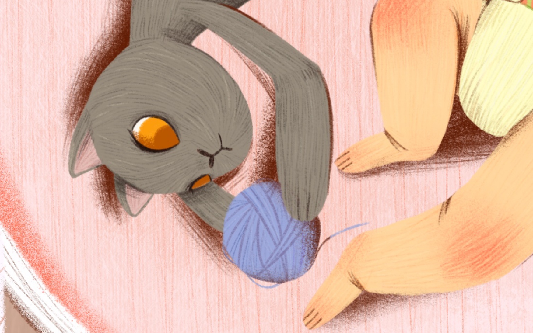 【ipad 】儿童插画过程 猫咪尾巴真好吃!