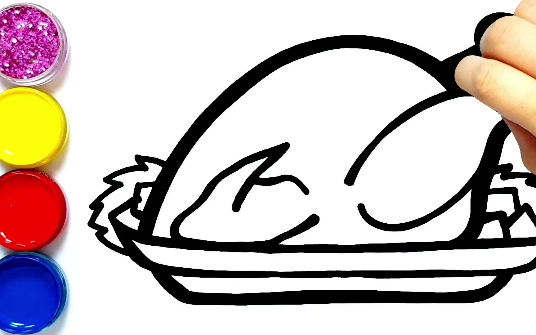 水彩笔填色 给香喷喷的烤鸡涂上诱人的颜色吧~|亲子早教|水彩笔教程