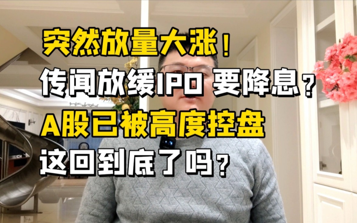 突然大涨!传闻暂缓IPO,降息,A股已被高度控盘,到底了吗?哔哩哔哩bilibili