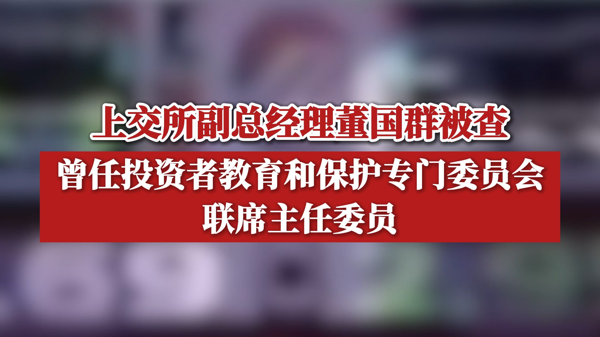 上交所副总经理董国群被查,曾任投资者教育和保护专门委员会联席主任委员哔哩哔哩bilibili