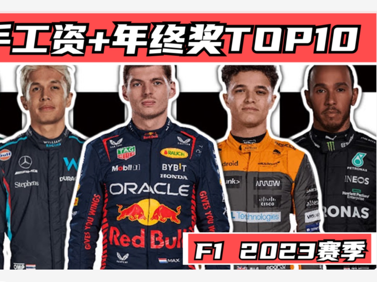 F1 2023赛季车手工资+年终奖TOP10哔哩哔哩bilibili