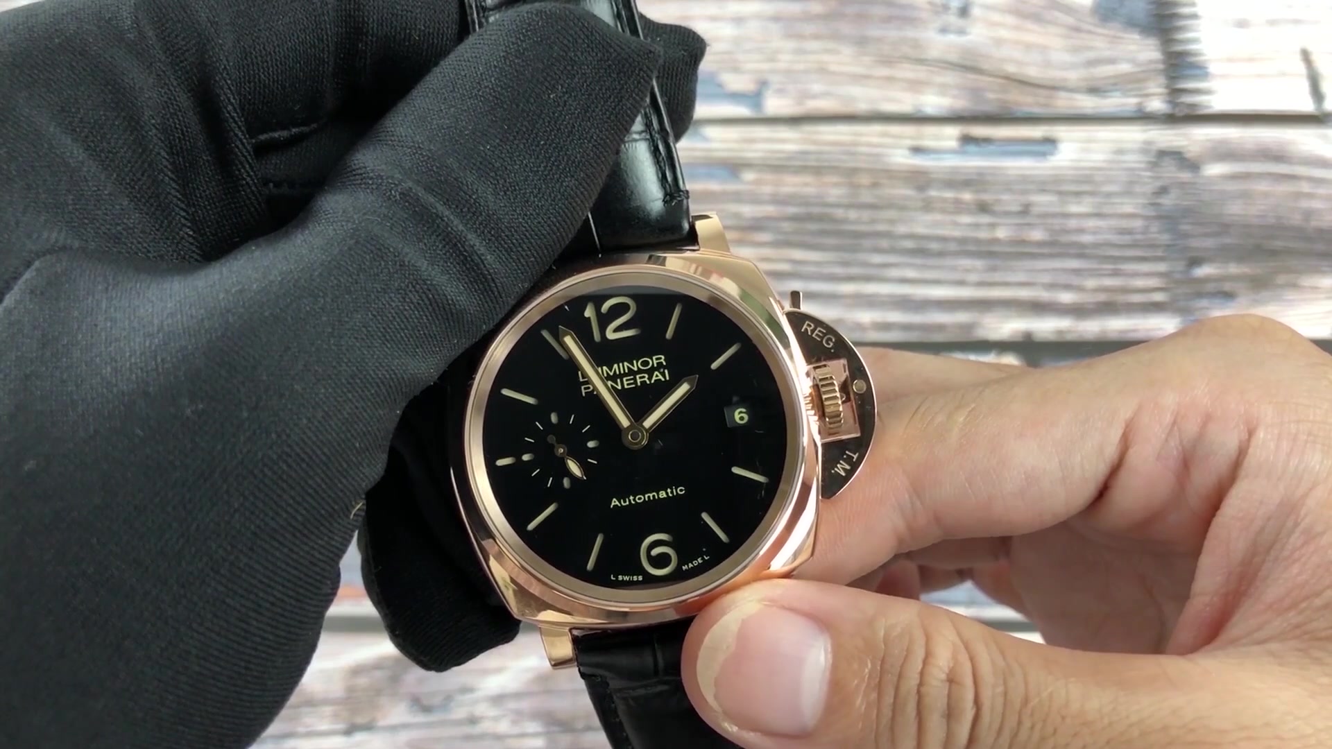 小维鉴表:vs沛纳海pam908 优雅典范红金腕表 男士腕表 皮表带 自动