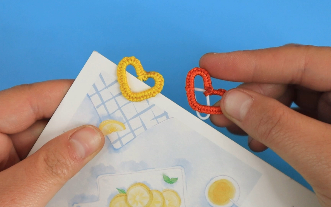 创意手工,回形针改造爱心书签