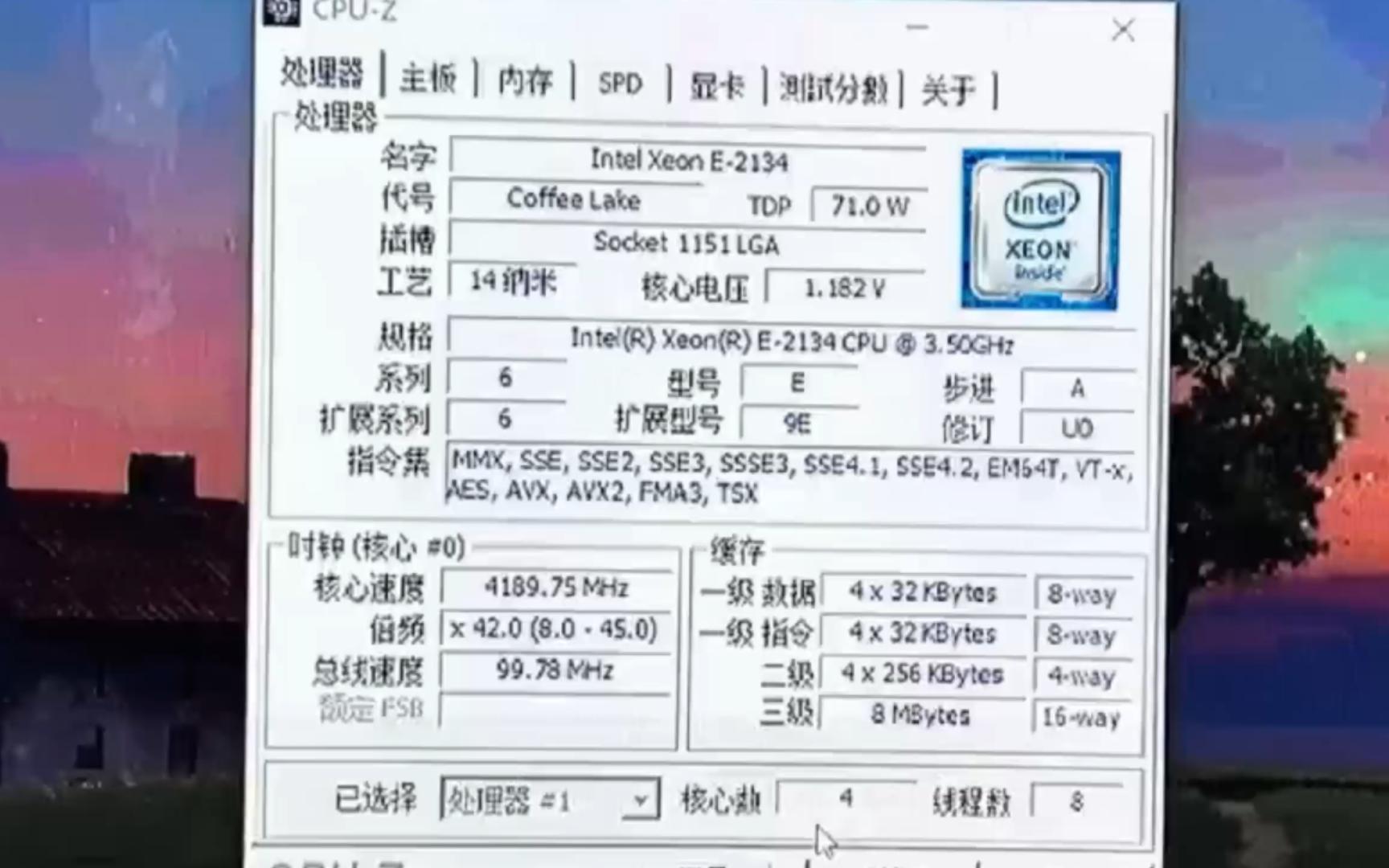 INTEL XEON E 2134处理器默频状态下性能参数和CPUZ测试得分.感谢粉丝"不懂就问一下"提供测试视频!哔哩哔哩bilibili