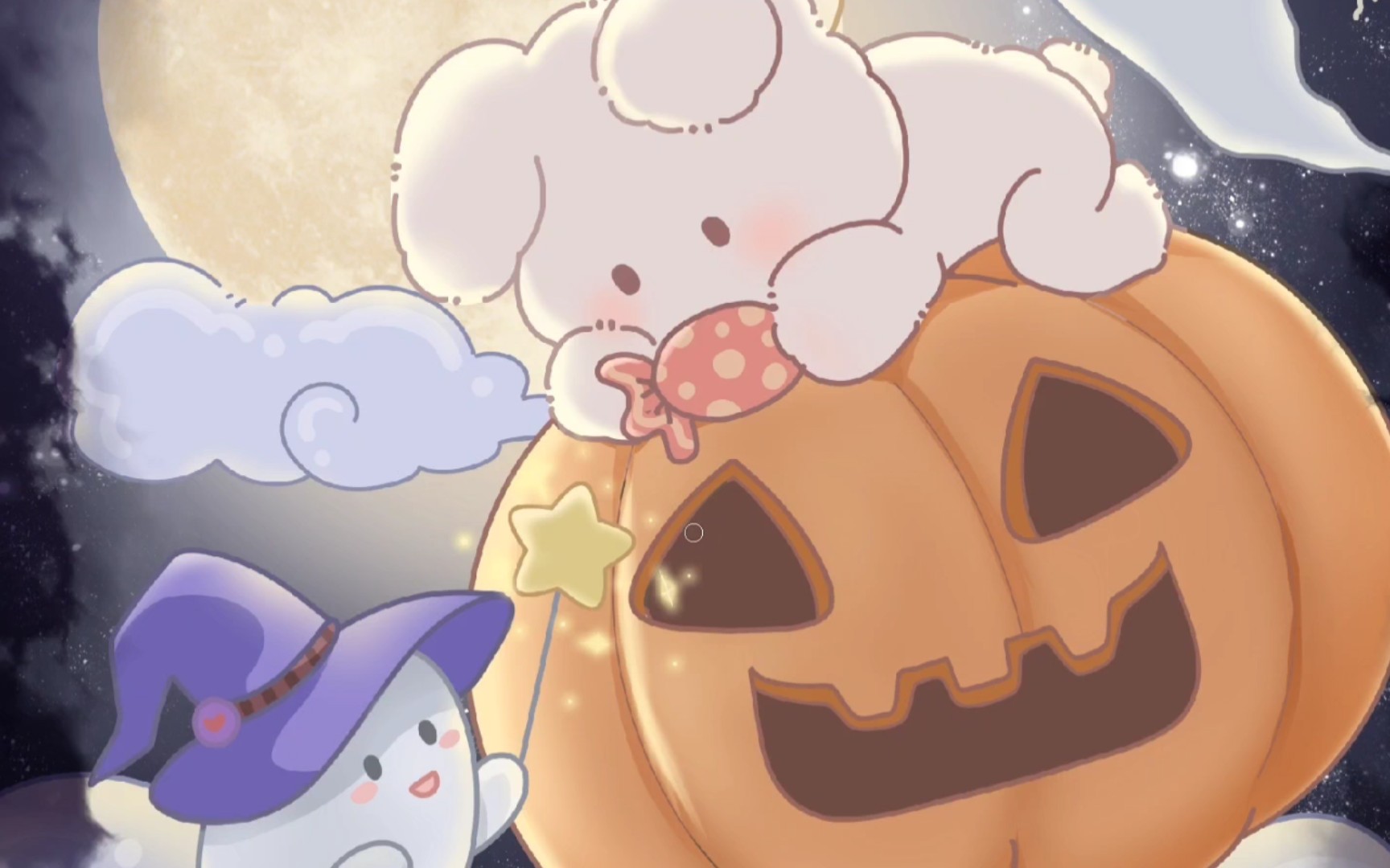 【板绘】主题壁纸设计——万圣节南瓜兔