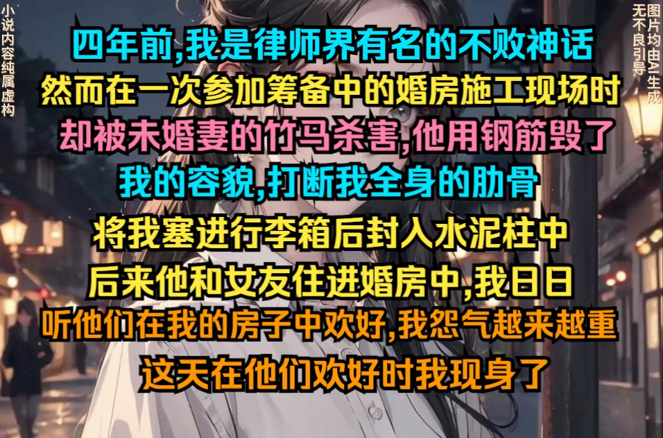 四年前,我是律师界有名的不败神话,然而再一次参加筹备的婚房施工现场时,却被未婚妻的竹马杀害,他用钢筋毁了我的容貌哔哩哔哩bilibili