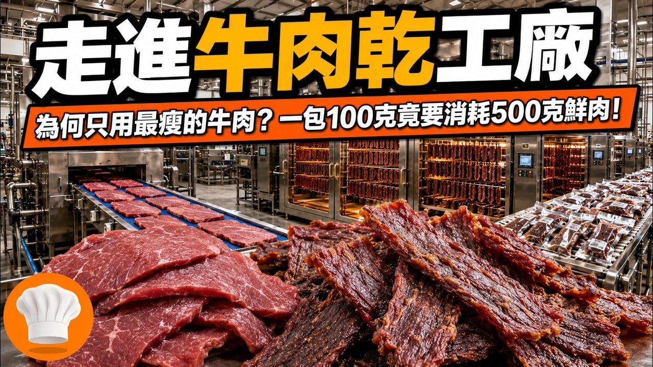 【美食文化】牛肉干为何最怕脂肪？80°C烟熏8小时竟不是为了烤熟！走进现代化牛肉干工厂，看500克鲜肉如何变成100克，常温保存15个月？【超级后厨】