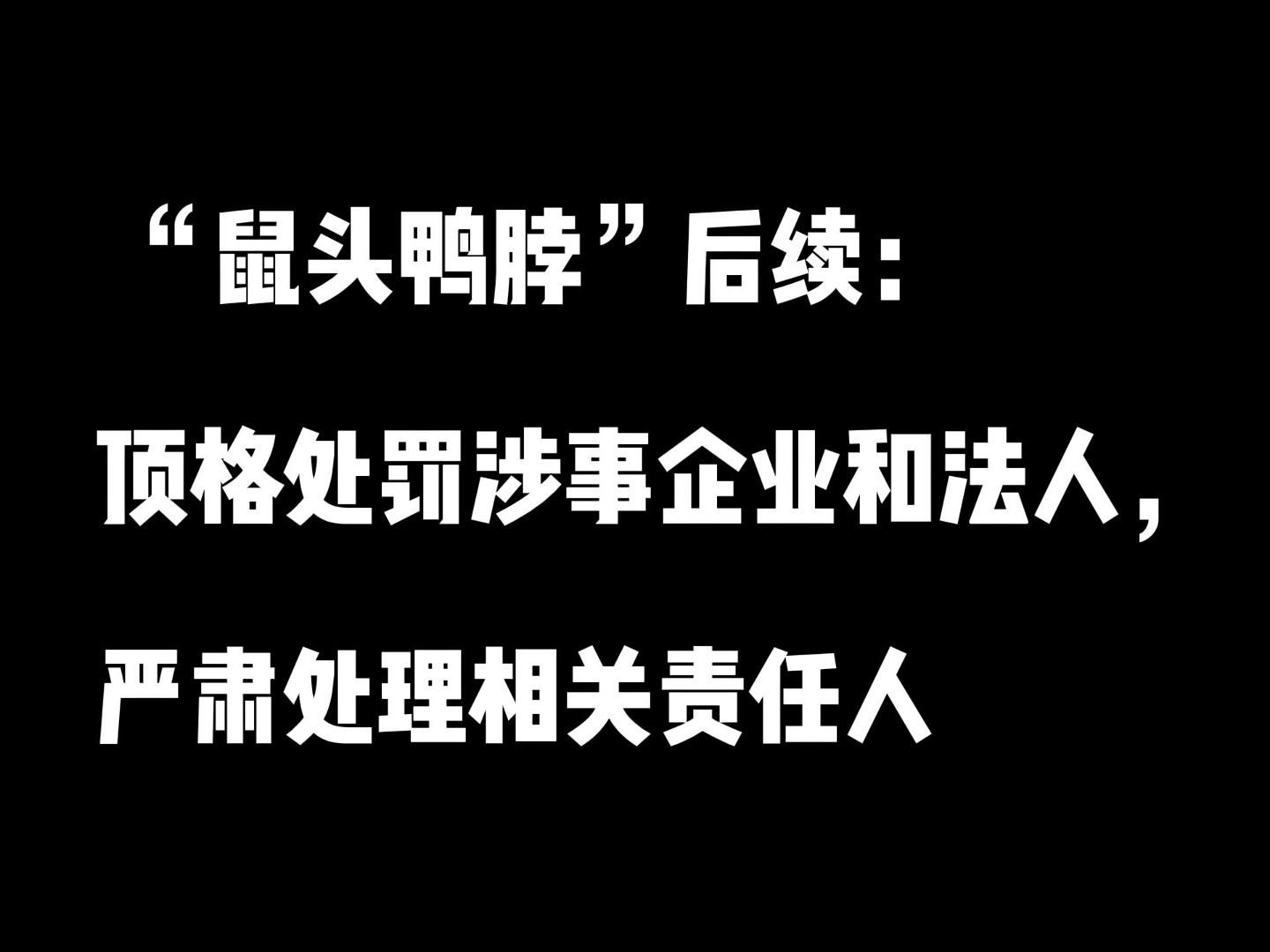 “鼠头鸭脖”后续:顶格处罚涉事企业和法人,严肃处理相关责任人哔哩哔哩bilibili