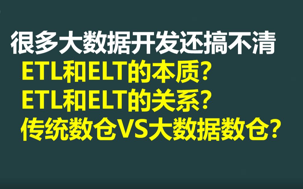 大数据课程节选3数仓ETL和ELT的本质与关系?哔哩哔哩bilibili